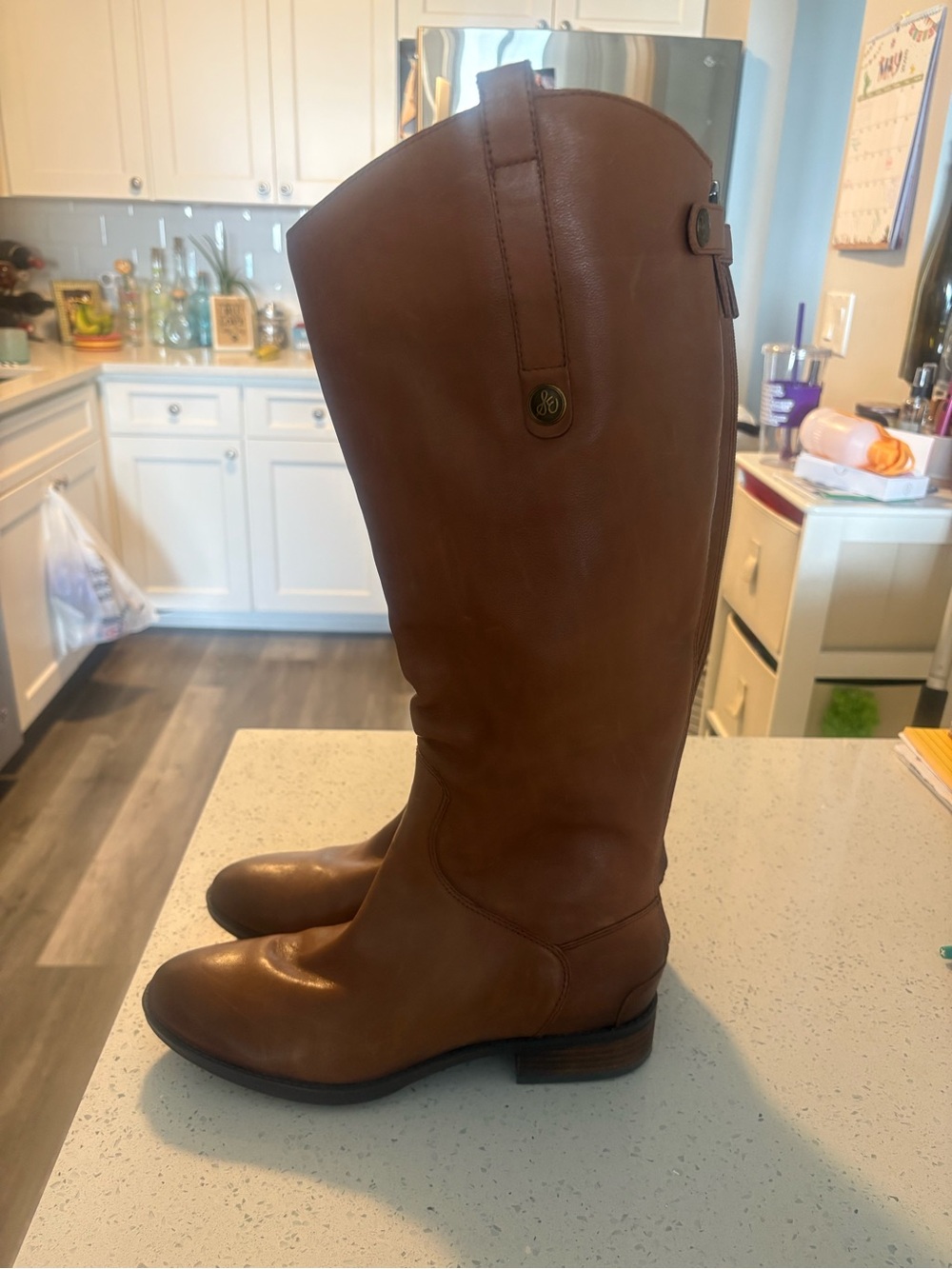 Sam Edelman Tall Leather Over-the-Knee Boots in Warm Brown